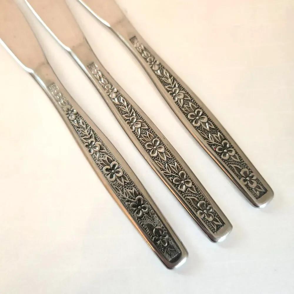 Rogers Stainless Butter/Dinner Knives La Spana Set Of 3 Mid Century Modern